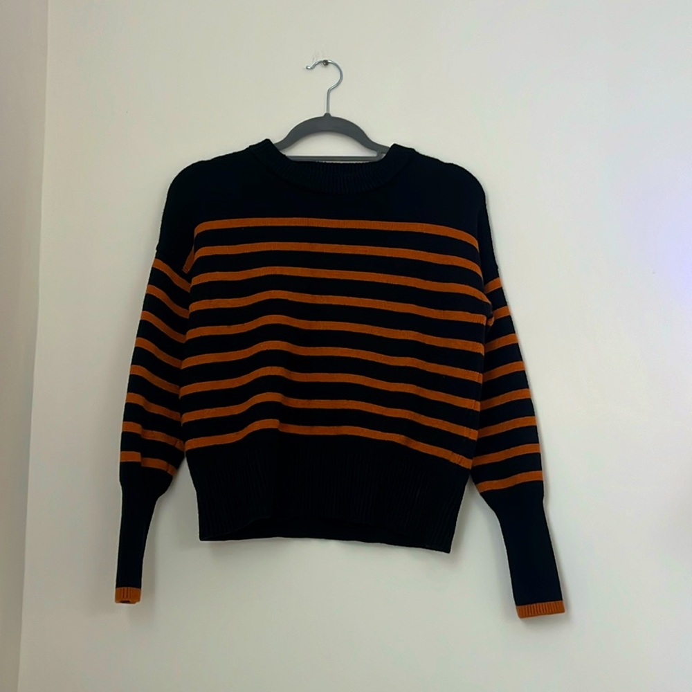 Orange and black striped thick knit sweater from Philosophy!